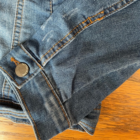 Tattoo Jeans Denim Button Up Jacket with Distressing Jean Jacket - Picture 8 of 10